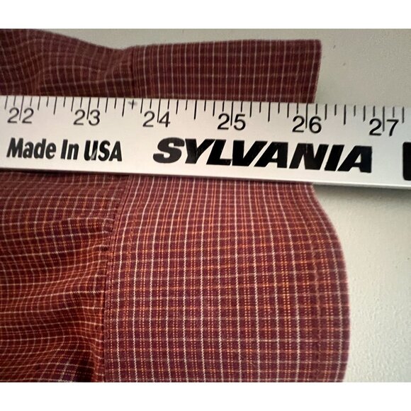 Roundtree & Yorke Mens 3XLT Shirt Maroon Plaid Long Sleeve Button Down Easy Care - Picture 5 of 7